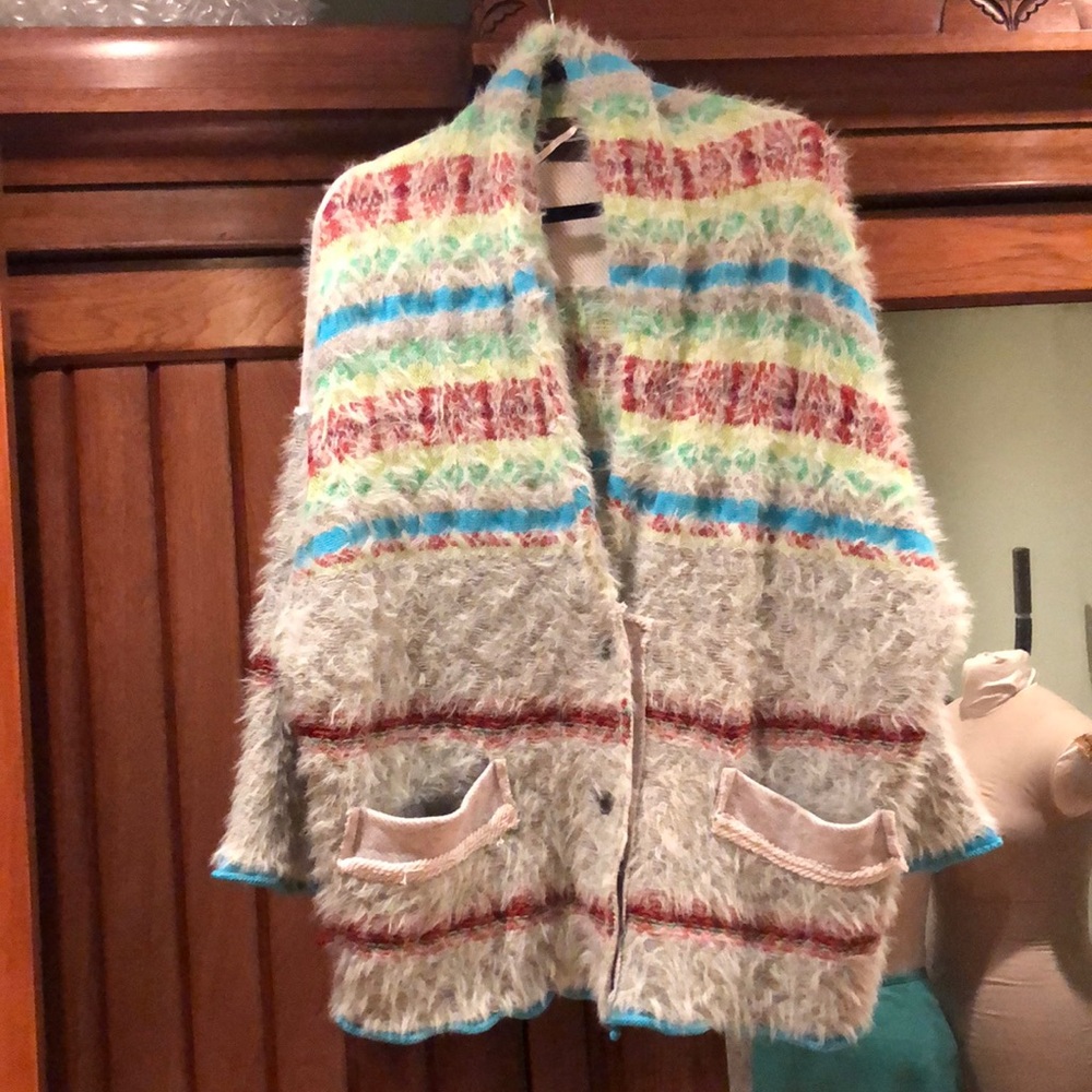 Free People Fair Weather fuzzy striped cardigan - Picture 8 of 9